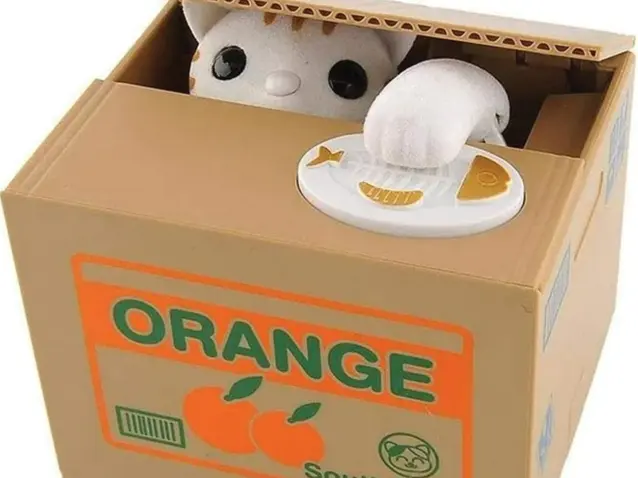 Cat Stealing Money Bank Toy