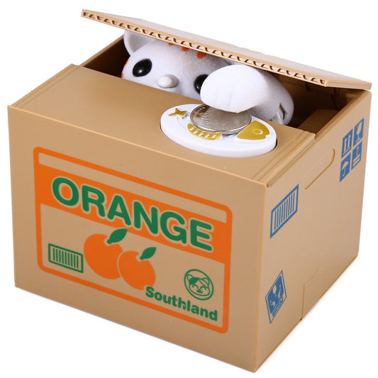 Cat Stealing Money Bank Toy