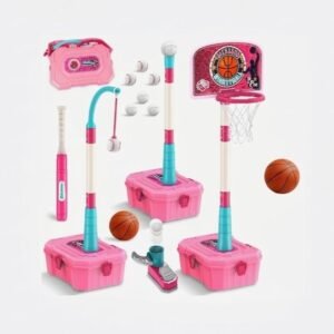 5 In 1 Toddler Basketball Hoop And T Ball Set