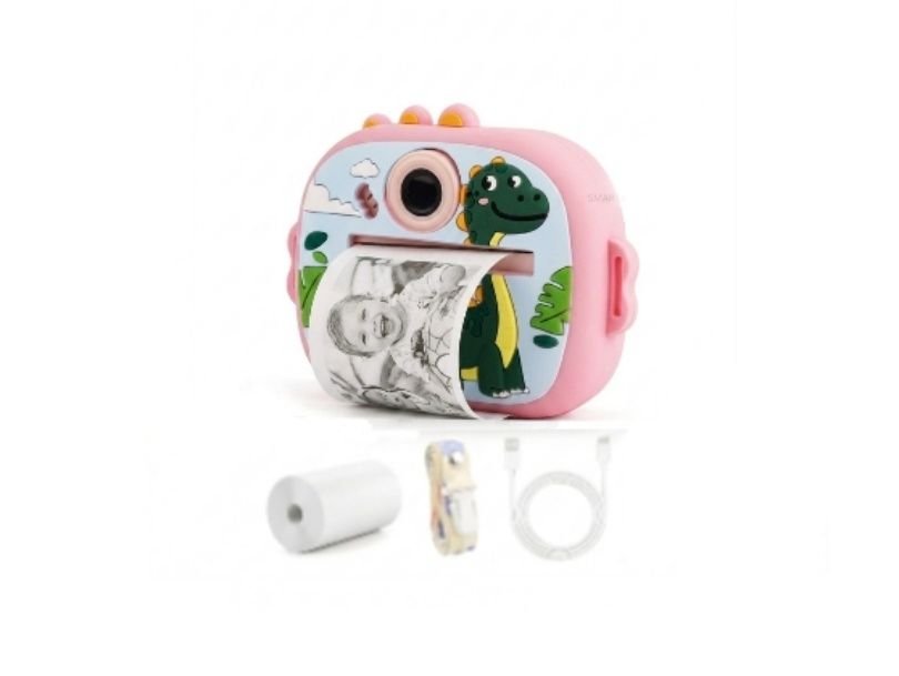 Friendly Dino Instant Print Digital Camera, Pastel Pink