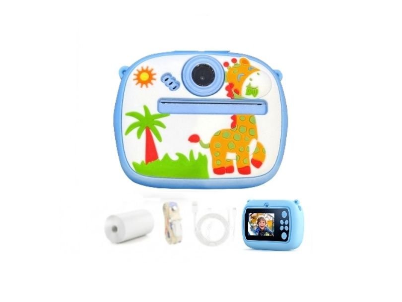 Safari Giraffe Kids Instant Print Camera, Sky Blue